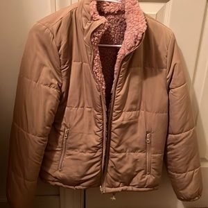 Forever21 beige/pink reversible jacket size small nwot